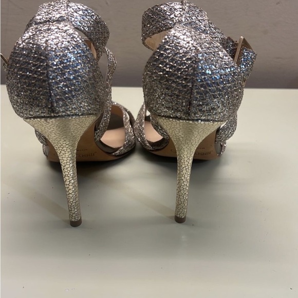 Jimmy Choo Silver Stiletto Heels with Strappy Design - Picture 2 of 9